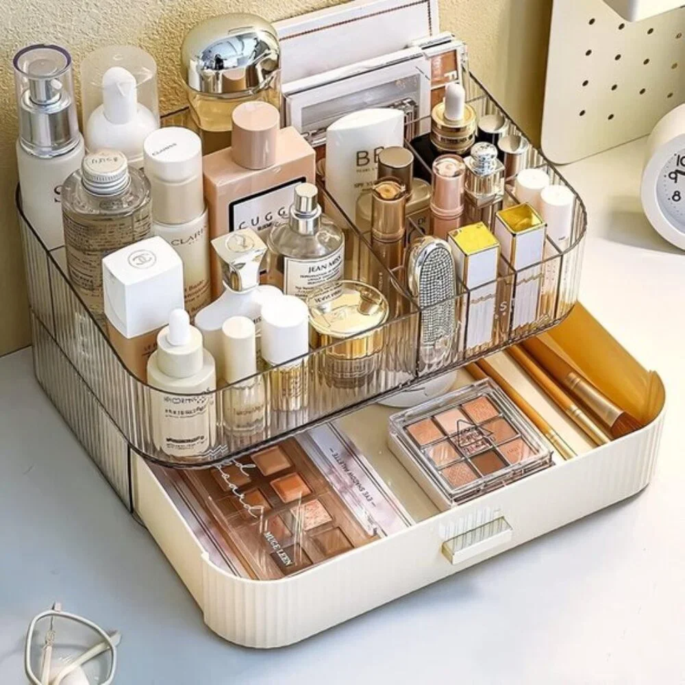 New Stackable Makeup Organizer, Cosmetic Display Case for Vanity, Dresser & Room